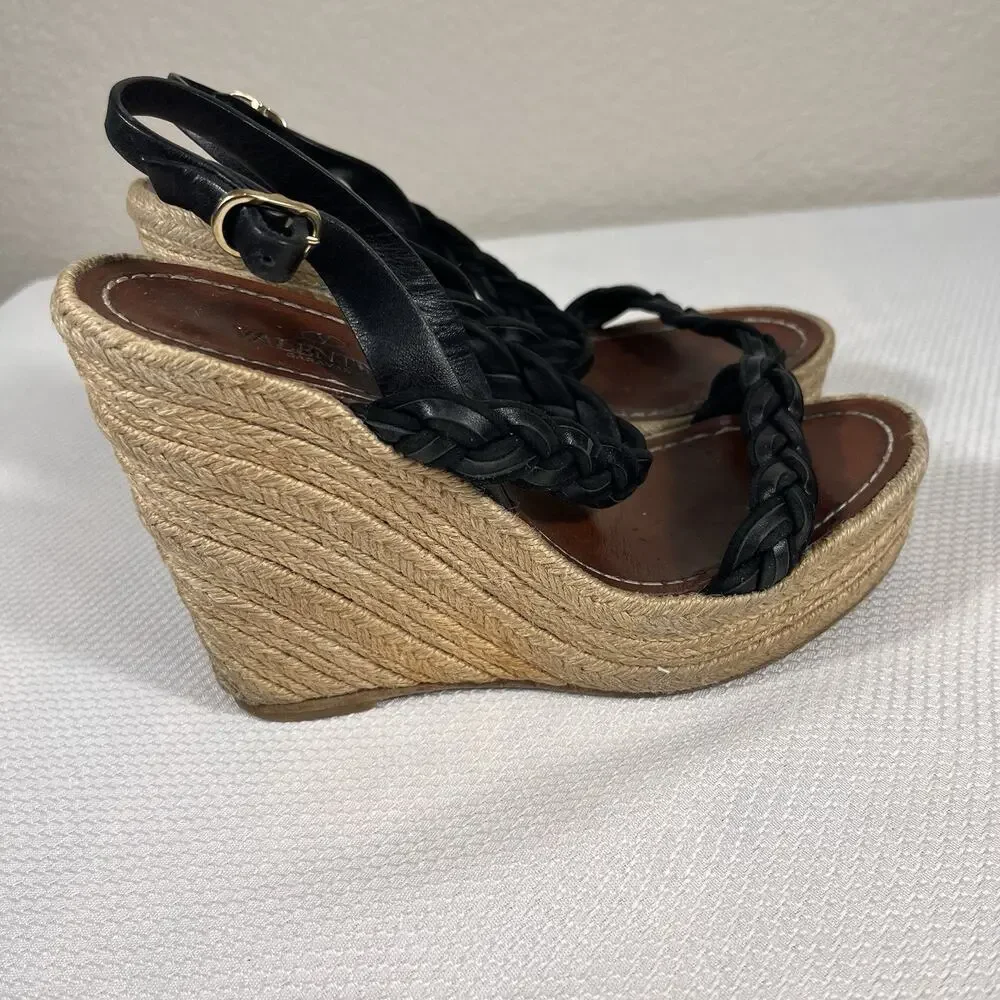 VALENTINO GARAVANI Rockstud Sandal Wedge Denim 36 /‎ 5.5